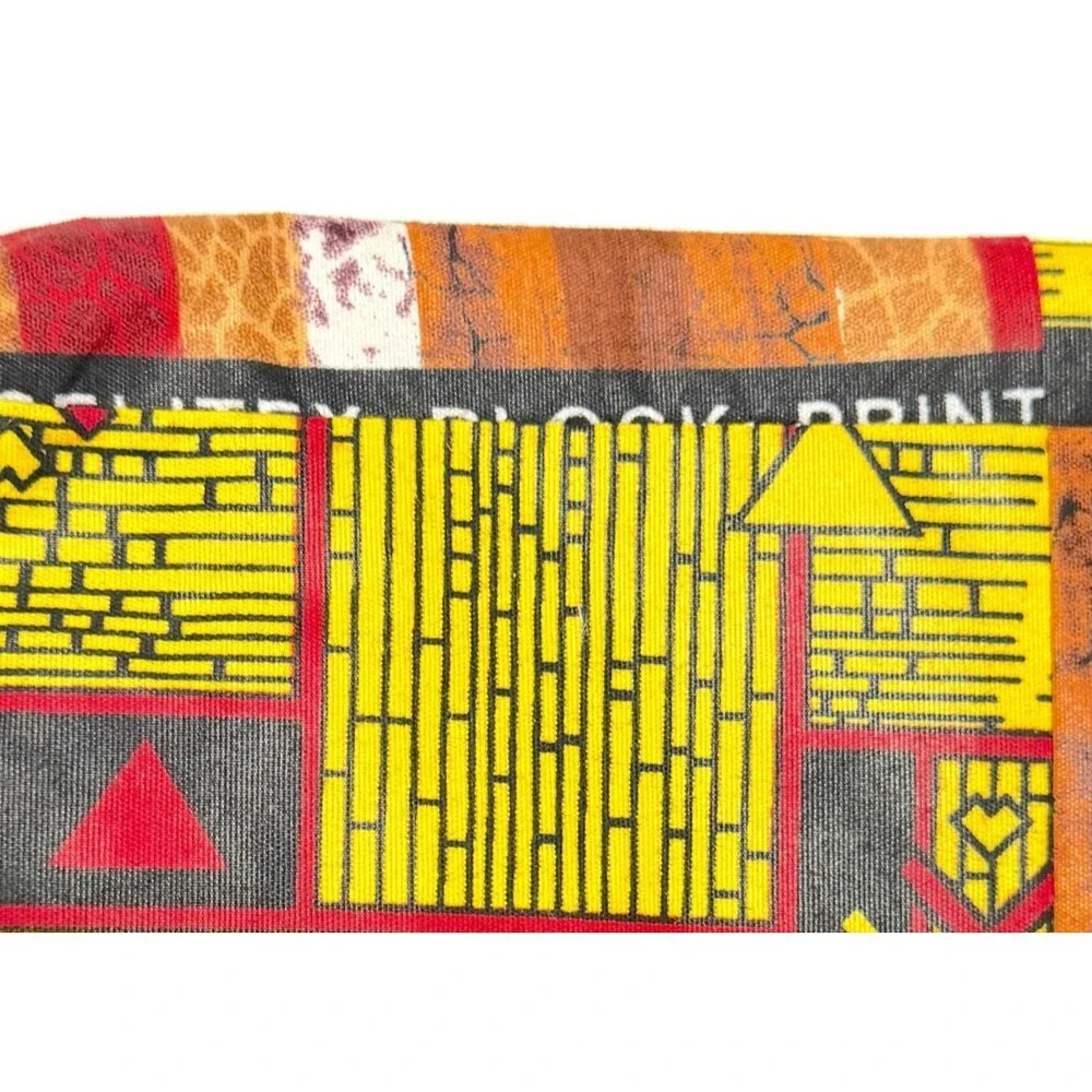 African Block Print Style Bag Flat Clutch Zip Pocket Pouches Lightweight Travel